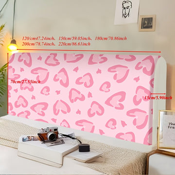Fundas para Cabecero de Cama con Patrón de Corazones - Rosa Pálido y Blancos sobre Fondo Claro, Tela 100% Poliéster Lavable en Máquina, Adecuado para la Mayoría de los Cabeceros, Decoración Fácil de Instalar