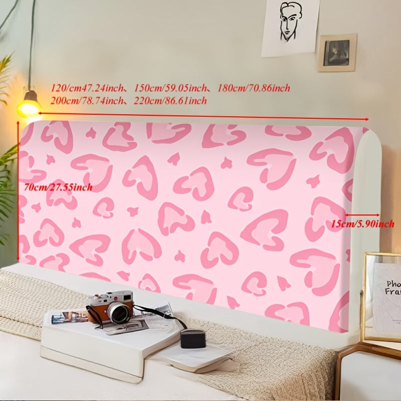 Fundas para Cabecero de Cama con Patrón de Corazones - Rosa Pálido y Blancos sobre Fondo Claro, Tela 100% Poliéster Lavable en Máquina, Adecuado para la Mayoría de los Cabeceros, Decoración Fácil de Instalar