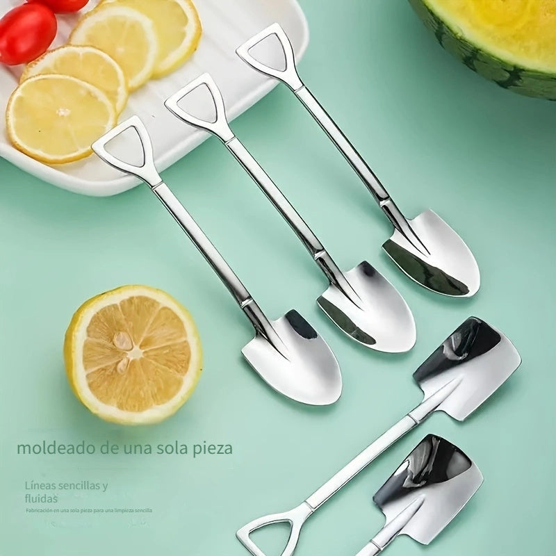 12 cucharas de acero inoxidable para sandía - Cucharas de servir duraderas de grado alimenticio para postre, helado, café - Ideales para el hogar, restaurante, hotel, cafetería, camping al aire libre, picnic, fiesta, boda - Utensilios de cocina esenciale