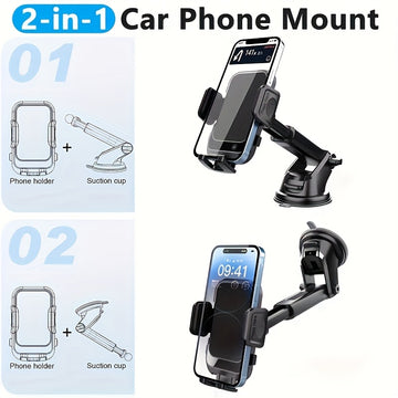 Soporte para teléfono de coche con rotación de 360 grados y cabezal giratorio de 270 grados, soporte para smartphone 2 en 1, suave de PVC, para navegación en vehículo