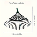 Rastrillo de Abanico Premium Mejorado 42.01 cm - 22 Púas de Acero Duradero con S-Púas para Eliminar Hojas y Musgo en Jardín, Césped y Patio