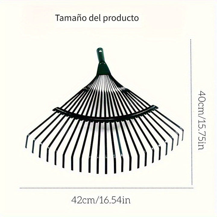 Rastrillo de Abanico Premium Mejorado 42.01 cm - 22 Púas de Acero Duradero con S-Púas para Eliminar Hojas y Musgo en Jardín, Césped y Patio