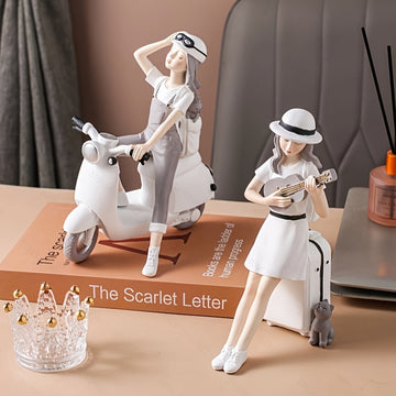 1pieza Chica de Motocicleta, Material de Resina, Adecuado para Decoración de Escritorio, El Regalo Ideal para Navidad, Acción de Gracias y Día de San Valentín, No Necesita Conexión a la Electricidad