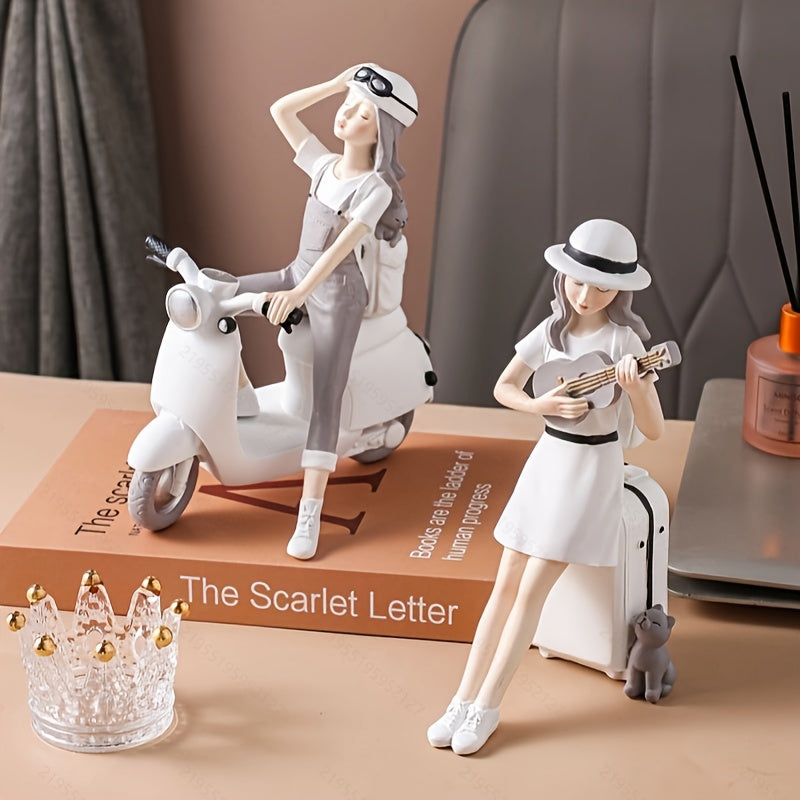 1pieza Chica de Motocicleta, Material de Resina, Adecuado para Decoración de Escritorio, El Regalo Ideal para Navidad, Acción de Gracias y Día de San Valentín, No Necesita Conexión a la Electricidad