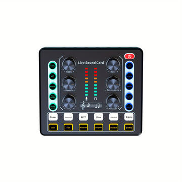 Interfaz de Audio Portátil para Podcasting y Streaming – Tarjeta de Sonido Todo en Uno con Preamplificador de Micrófono Premium, Alimentada por USB, Perillas y Botones Multifunción, Ideal para Grabación, DJ, Compatible con PC y Smartphone, Negro