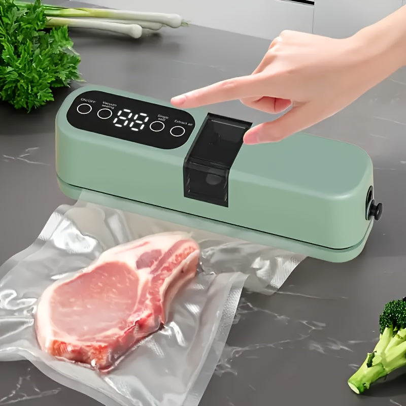 Selladora inalámbrica portátil con función de sellado para snacks, sellador automático multifuncional recargable por USB, succión y inflación externa para conservación a largo plazo. Diseño compacto fácil de usar, ideal para almacenar bocadillos, carne,