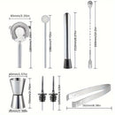5/6/9pcs Juego de herramientas de bar de acero inoxidable para coctelería Shaker mezclador de cócteles mezclador de cócteles Conjunto completo de herramientas de bar para fiestas