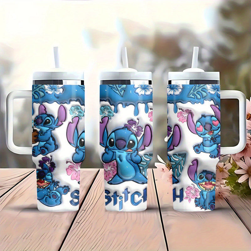 1pieza Disney Stitch Taza de viaje de acero inoxidable de 40oz, Taza de bebida fría reutilizable de alto volumen, Doble capa, Solo lavado a mano, Multifuncional, Ideal para regalos festivos, Pascua Ramadan - No necesita electricidad