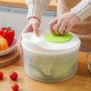 Paquete de 1 Lavadora Manual de Ensaladas y Secador de Verduras - Diseño Ovalado Transparente en Plástico Duradero con Mango Ergonómico, No Necesita Electricidad para Uso Doméstico y de Cocina de Restaurante, Herramienta de Preparación de Alimentos, Alma