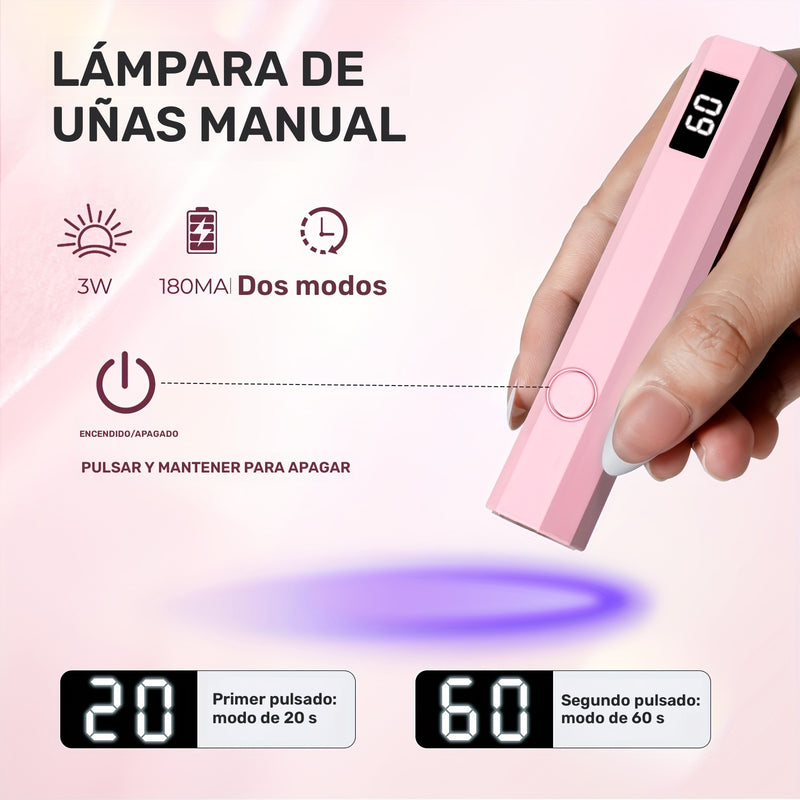 Mini Lámpara UV Portátil para Uñas, Lámpara UV para Uñas de Gel con Pantalla LED, Lámpara Pequeña Portátil para Relajación, Lámpara de Horneado de Uñas, Lámpara de Mano para Uñas