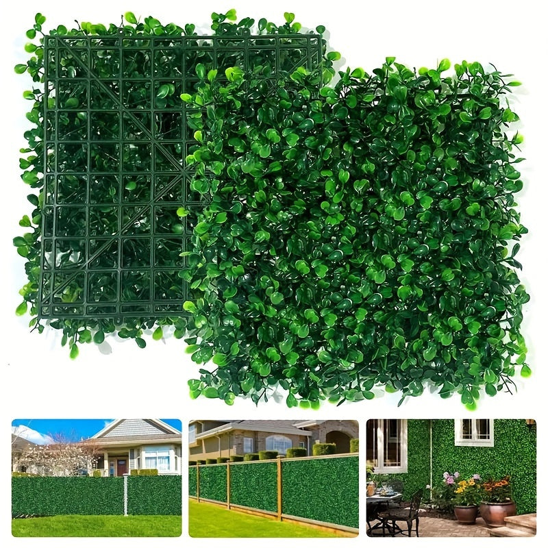12/24 paneles artificiales de boj resistentes a los rayos UV - 25.4 cm x 25.4 cm, tapetes de seto plástico verde, ideales para privacidad en interiores/exteriores, decoración de hogar y jardín, diseño de paisaje para patio y balcón, decoración de pared p