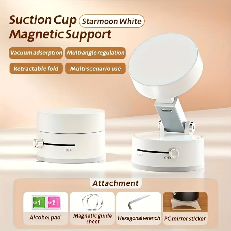 Soporte Magnético Ajustable para Teléfono de Coche con Ventosa Fuerte - Montaje en Salpicadero, Altura Regulable para una Visualización Fácil al Conducir, Compatible con la Mayoría de los Autos, |Blanco|Rosa, Disponible Todo el Año