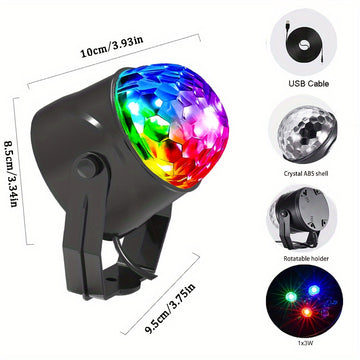 1 pieza/2 piezas de luz de fiesta, luz de DJ, bola de disco RGB, luz de frecuencia parpadeante, 7 modos de luz de escenario, adecuada para hogar, habitación, fiesta de baile, cumpleaños, DJ, karaoke, Navidad, boda, actuación, club
