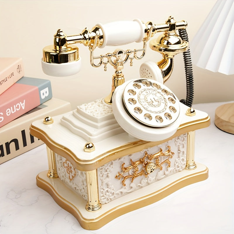 1pc Caja de Música Teléfono Rotativo Vintage - Decoración Retro con 8 Melodías, Mecanismo de Carrete No Eléctrico, Plástico Duradero para Hogar/Oficina, Regalo de Cumpleaños para Él