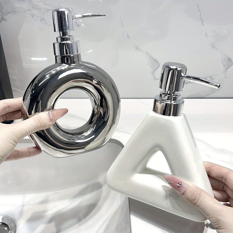 Conjunto creativo de dispensadores de jabón de cerámica, botellas de bomba de gel de ducha y loción para baño, diseño elegante de alta gama, dispensador de jabón líquido recargable para uso doméstico y de cocina, decoración de Halloween y Navidad.