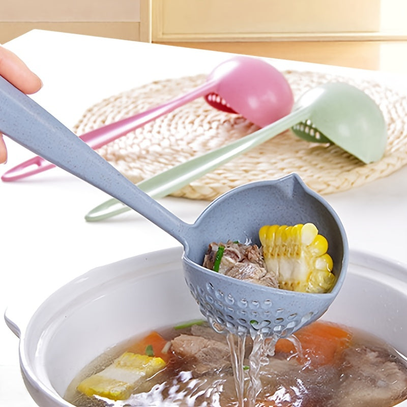 1 Set De 1/3 Piezas, Cucharón De Sopa, De Paja De Trigo, Irrompible, Colador De Embudo De Mango Largo, Cuchara De Olla Caliente Multifuncional, Cubiertos