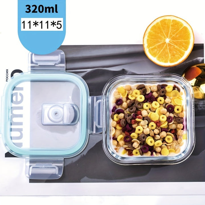 10.82 oz Recipiente de Almuerzo de Vidrio Grueso, Apto para Microondas, Contenedor Rectangular Ideal para Estudiantes y Trabajadores de Oficina, Perfecto para Uso en Casa y Conservación de Alimentos, Regreso a Clases