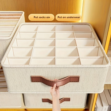 1pc Organizador Plegable de Cajones con Múltiples Compartimentos - Caja de Almacenamiento Ahorradora de Espacio para Ropa Interior, Calcetines y Prendas - Diseño Compacto y Acceso Abierto - Ideal para Hogar, Viajes, Residencia o Oficina - Construcción Du