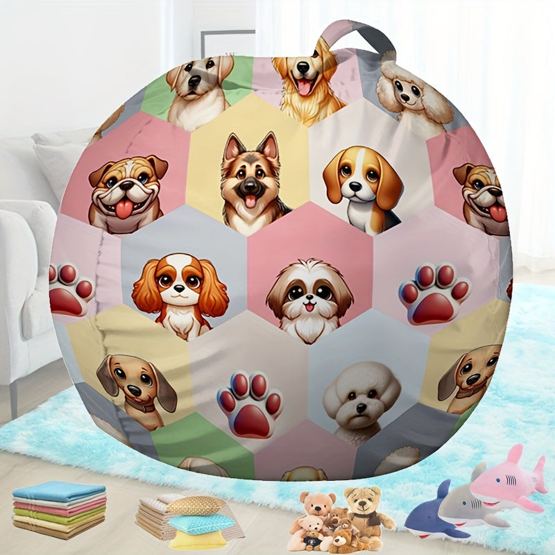 1pieza Funda de silla de felpa grande para niños - Diseño de cabezas de perros encantadoras para almacenamiento y organización divertidos, cierre de cremallera suave, perfecto para animales de peluche y felpas para el cuarto de la niña y el niño