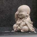 Figura de Monje de Resina Inspirada en Zen - "No Ver el Mal, No Oír el Mal, No Hablar el Mal" con Buda Sonriente, Perfecta para Decoración Interior/Exterior, Estatua de Temática de Dibujos Animados Versátil para Hogar y Jardín, Estatuas de Buda