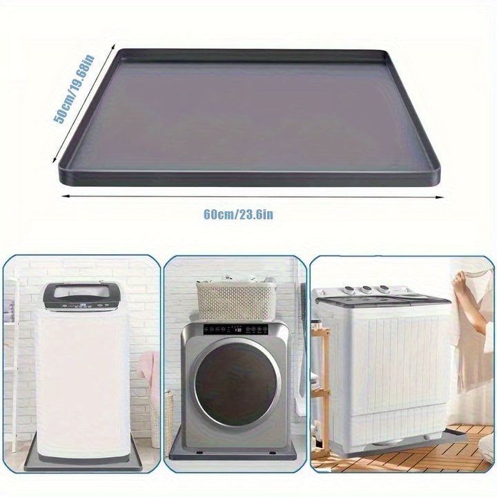 1 pieza de bandeja de goteo para lavadora de silicona, bandeja de drenaje para lavadora antideslizante, protector de suelo antivibraciones para secadora y lavadora, alfombrilla de fugas fácil de limpiar, diseño sin agujeros