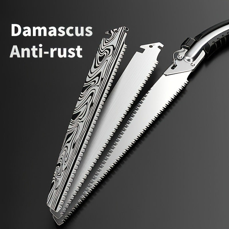 Cuchilla de doblar metal de corte rápido de Damasco - Cuchilla portátil de carpintería de una mano con reemplazo de hoja de teclado, no necesita electricidad para podar árboles, registro de jardín y proyectos de carpintería, cuchillas de mano para carpin
