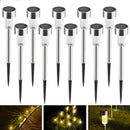 10 luces solares para caminos, con base de acero inoxidable y pantalla de vidrio esmerilado, iluminación exterior eficiente para jardín y patio, luces solares para exteriores