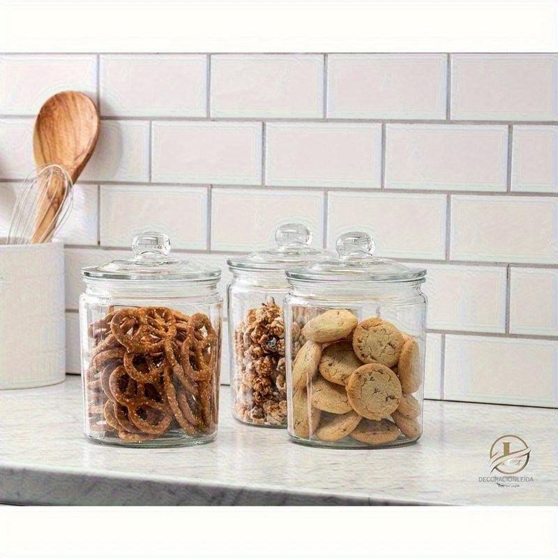 Juego de Encimeras de Cocina con Etiquetas y Marcadores - Tarro para Galletas de Vidrio con Tapa Hermética - Recipientes de Almacenamiento de Comida en Vidrio