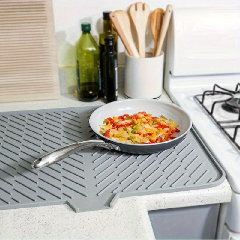 Alfombrilla de Secado Grande con Agujeros de Drenaje para Fregadero Cuadrada – Protector Antideslizante y Resistente al Calor para Tazones, Cristalería y Utensilios de Cocina – Base Impermeable para Encimera