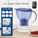 Juego De 1 Jarra Con 6 Filtros Sin BPA - Jarra De Filtro De Agua Alcalina: Purifica Cloro, Fluoruro, Metales Pesados, Mal Olor Y Mal Sabor En 3.5 Litros.