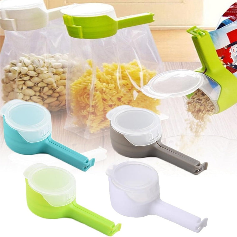 Juego de 4 Clips para Bolsas Reutilizables con Boquillas de Vertido - Abrazaderas de Sellado de Alimentos para Snacks y Más, Gadgets de Cocina