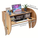 Escritorio Versátil para Portátil con Almacenamiento con Cierre - Mesa de Noche Marrón Contemporánea, Estante Flotante para Camas Bajeras