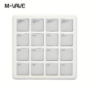 M-VAVE SCMPAD, controlador MIDI inalámbrico portátil con 16 botones, teclado de percusión, interfaz USB-C, herramientas.