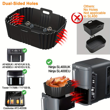 Paquete de 2 Accesorios para Airfryer Ninja Double Stack XL SL400EU, Molde de Silicona para Airfryer de Aire Caliente para Foodi Max Dual Zone AF400EU AF300EU 7.6 9.5L, Inserto de Molde de Silicona para Airfryer