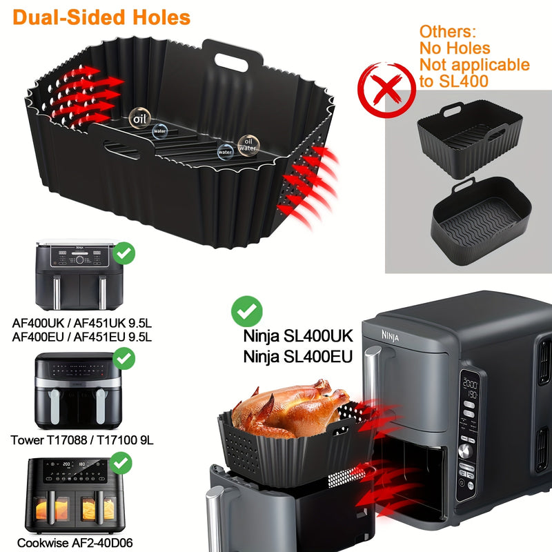 Paquete de 2 Accesorios para Airfryer Ninja Double Stack XL SL400EU, Molde de Silicona para Airfryer de Aire Caliente para Foodi Max Dual Zone AF400EU AF300EU 7.6 9.5L, Inserto de Molde de Silicona para Airfryer