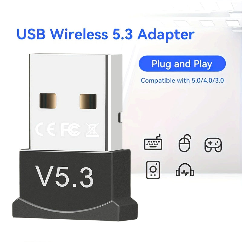 Adaptador de red USB BT5.3, receptor USB dongle, solo compatible con computadoras de escritorio y portátiles, solo admite sistemas Windows11/10, compatible con dispositivos de versións 5.3/5.1/5.0/4.2/4.1/4.0 y otras, proporciona inmediatamente función d
