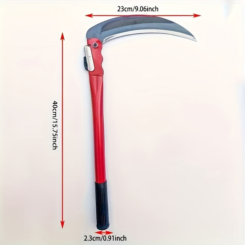 1 pieza de segadora plegable de acero al carbono duradera - Herramienta de poda portátil para jardín con mango de agarre cómodo y hebilla de seguridad, no necesita batería para césped, cuidado de hierba - Esencial para el mantenimiento del jardín, herram