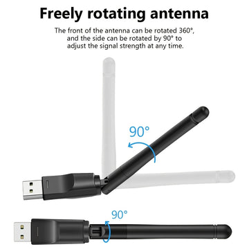 Adaptador de red portátil, Wifi de 2,4G con una velocidad máxima de 150Mbps, con una antena Wifi de alta ganancia, compatible con WPA-PSK/WPA2-PSK para un uso seguro de la red, adecuado para Windows 11, 10, 8, 7 y XP en escritorios y portátiles.