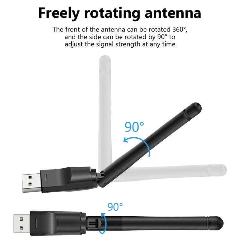 Adaptador de red portátil, Wifi de 2,4G con una velocidad máxima de 150Mbps, con una antena Wifi de alta ganancia, compatible con WPA-PSK/WPA2-PSK para un uso seguro de la red, adecuado para Windows 11, 10, 8, 7 y XP en escritorios y portátiles.
