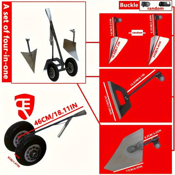 Herramienta de jardín de 3 en 1 de alta resistencia para labranza, desmalezamiento y suelto de tierra - Blindaje metálico para todas las estaciones con diseño de rueda ergonómica y anti-rust, perfecto para pequeñas granjas/césped/jardines - Regalo ideal