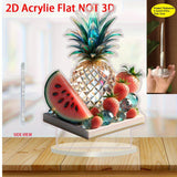 Decoración de Plato de Frutas de Verano en Cristal Plano 2D, Adorno para Escritorio, Señal Acrílica, Adecuado para Exhibición en Casa y Oficina, Artículo Decorativo Multifuncional para Mesa, 11 Regalos Festivos, Plano 2D