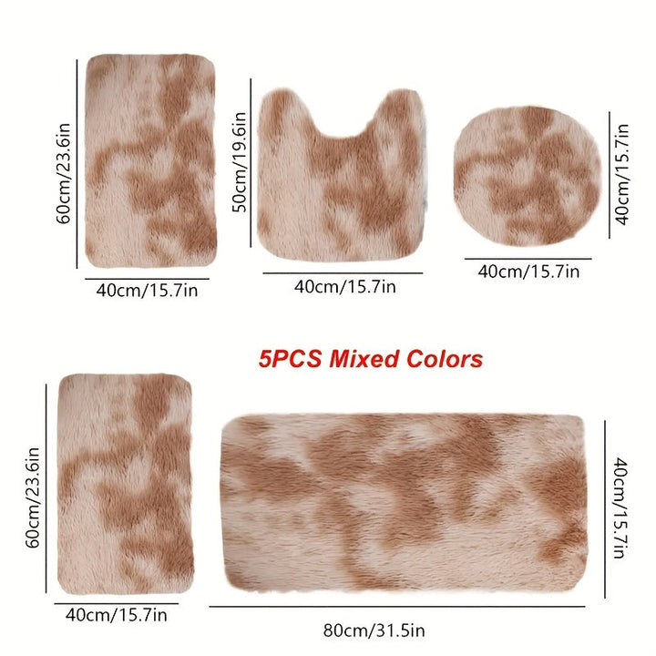 Juego de 5 alfombras de baño de lujo, súper suaves, absorbentes, antideslizantes, gruesas, lavables a máquina, con diseños geométricos, perfectas para decoración moderna del hogar