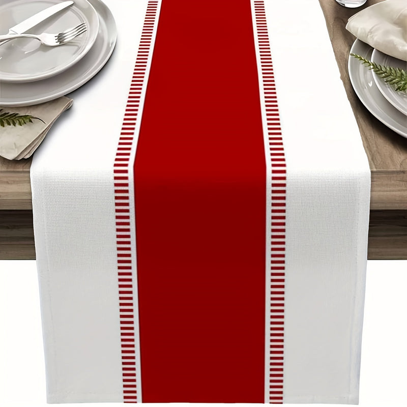 1 Pieza, Camino De Mesa Rojo, Camino De Mesa A Rayas De Granja, Antideslizante, Bufandas De Tocador, Camino De Mesa Decorativo, Para Cocina, Comedor, Mesa De Centro, Vacaciones, Fiesta, Boda