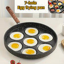 Paella Antiadherente de 7 Ranuras - Sartén Duradera para Desayuno con Hierro, Ideal para Panqueques, Salchichas y Alitas de Pollo - Utensilios Portátiles para Cocinar en Casa o Camping con Distribución Uniforme del Calor, Fácil Limpieza