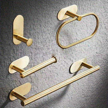 4 piezas Juego de accesorios de baño de acero inoxidable moderno, Anillo de toalla, Barra de toalla, Toallero, Juego de colgantes de baño, Soporte para toallas de mano, Soporte para papel higiénico, Toallero de baño
