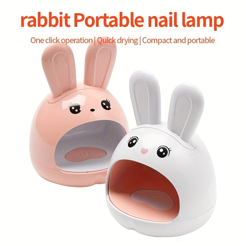 Linterna LED Mini LINGCHIHAO 24W para Uñas de Gel - Portátil y Rápida Secado con Diseño de Conejito, Luz Compacta USB para Manicura y Pedicura, Rosa/Blanco