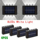 4 o 6 luces solares para pared, 8 LED, iluminación decorativa para jardín, patio o villa, montaje semiempotrado, material plástico, carga solar, batería de níquel de 600 mAh, sin control remoto, incluye hardware de instalación