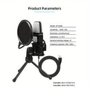 Micrófono de juego, micrófono USB para PC para podcasts de video, transmisión, micrófono de condensador con función de silencio rápido, trípode, filtro de pop, luz indicadora RGB, soporte antivibraciones, perilla de ganancia rotativa, compatible con PS4/
