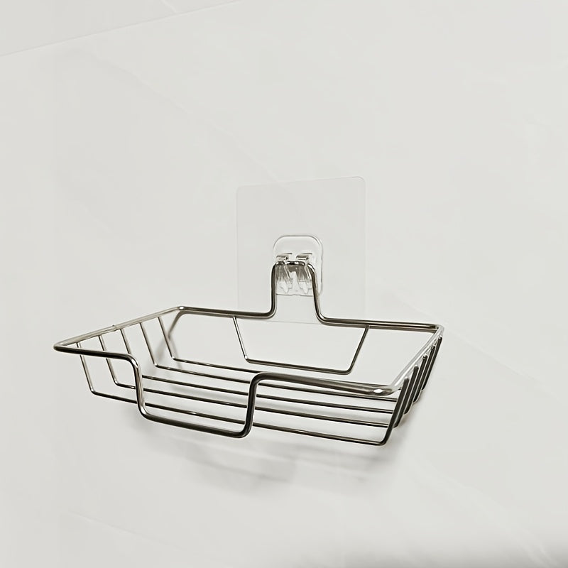 Jabonera de Acero Inoxidable de Fácil Instalación - Montaje en Pared, Diseño de Drenaje Sin Taladro para Baño y Cocina