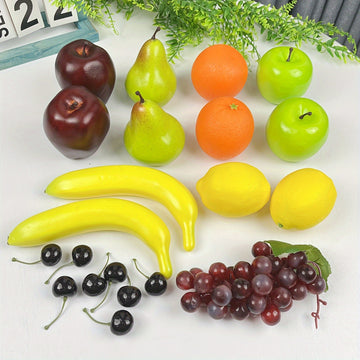 Juego de 21 piezas de frutas y verduras artificiales, con aspecto realista, ideal para decoración de cocina, restaurante y fiestas